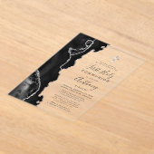 Zwarte Agaat Zilver Eerste Heilige Communie Acryl Uitnodigingen (Laagn)