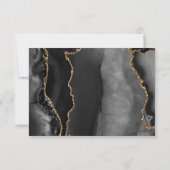 Zwarte Agate Elegante Gouden Script Trouw RSVP Kaartje (Achterkant)