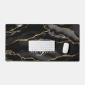 Zwarte Agate Geode Gouden Glitter Monogram Modern Bureaumat (Keyboard & Muis)