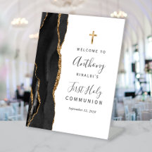 Zwarte Agate Goud Eerste Heilige Communie Welkom