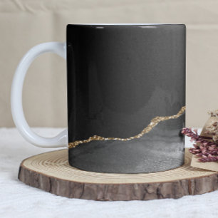 Zwarte Agate Goud Glitters Koffiemok