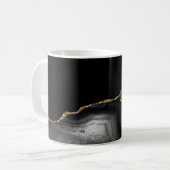 Zwarte Agate Goud Glitters Koffiemok (Voorkant links)