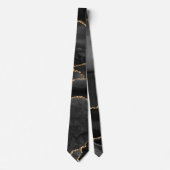 Zwarte Agate Gouden Glitter Formele Trouw Halsband Stropdas (Voorkant)
