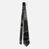 Zwarte Agate Gouden Glitter Formele Trouw Halsband Stropdas (Achterkant)