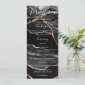 Zwarte Agate Minimalistische Luxe Trouwprogramma's Menu (Staand voorkant)
