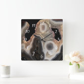 Zwarte Agate Nepmarmer Steen Edelsteen Klok (Huis)