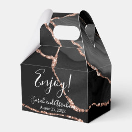 Zwarte Agate Roze Gouden Glitter Trouw Favoriet Do Bedankdoosjes