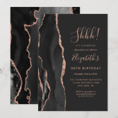 Zwarte Agate Surprise Birthday Party Kaart (Voorkant / Achterkant)