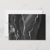 Zwarte Agate Zilveren Glitter Script Bruiloft RSVP Kaartje (Achterkant)