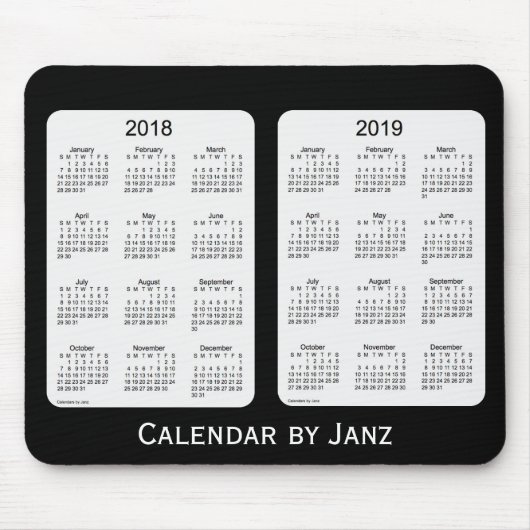 Zwarte agenda 2018-2019 van Janz Mousepad Muismat (Voorkant)