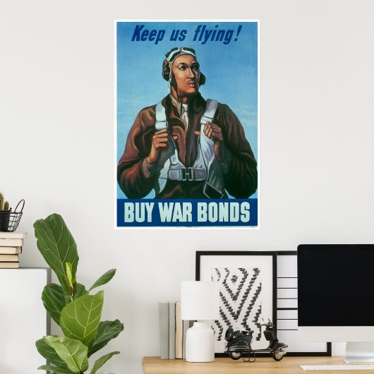 Zwarte Airman houdt ons vliegen. Poster (Thuiskantoor)