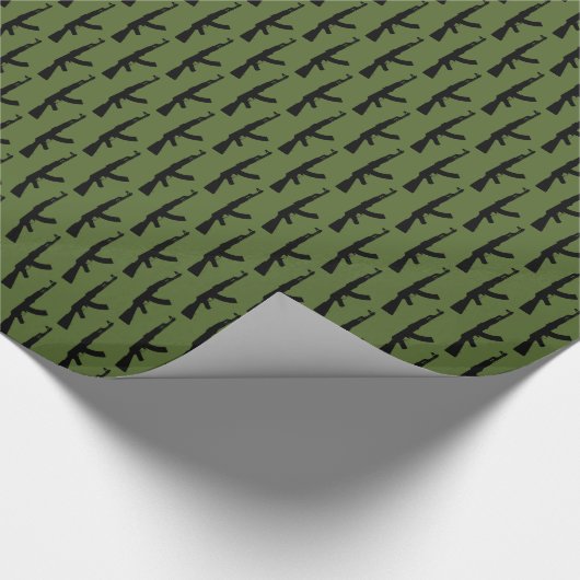 Zwarte AK-47 Pistolen, Olijfgroen Cadeaupapier (Hoek)