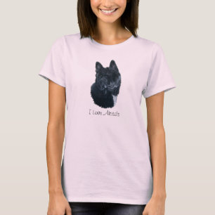 Zwarte akita met witte borsthond t-shirt