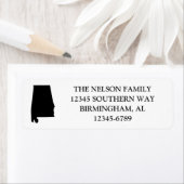Zwarte Alabama Kaart Vorm Etiket (Insitu)