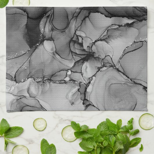 Zwarte alcoholinkt theedoek (Gevouwen)