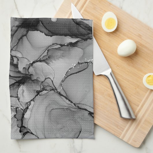 Zwarte alcoholinkt theedoek (Quarter Fold)