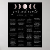 Zwarte Alfabetische Wedding Zitting Grafiek | Maan Poster (Voorkant)