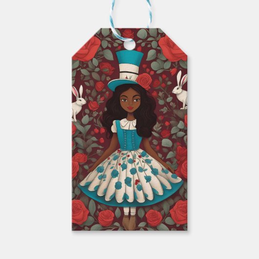 Zwarte Alice in Wonderland Cadeaulabel (Voorkant)