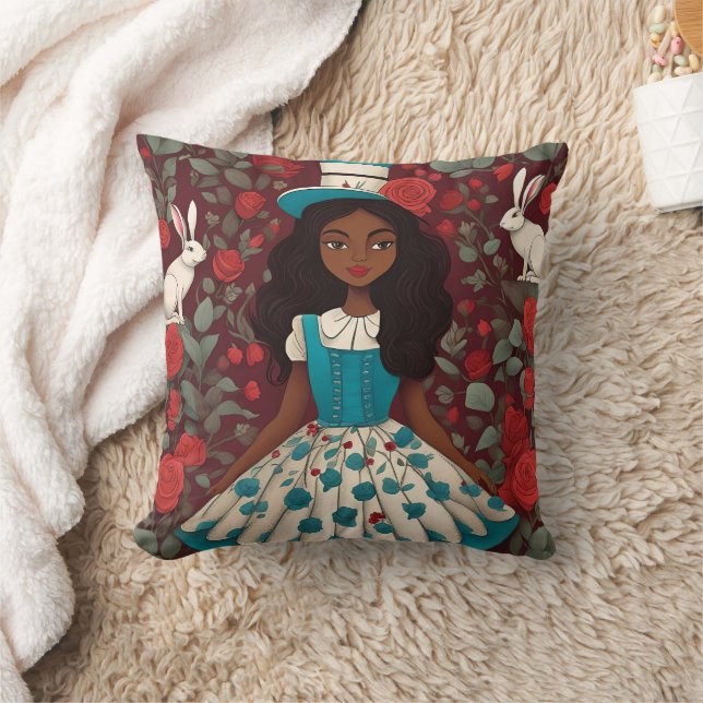 Zwarte Alice in Wonderland Kussen (Deken)