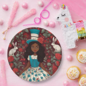 Zwarte Alice in Wonderland Papieren Bordje (Feest)