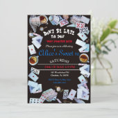 Zwarte Alice in Wonderland Thee Feest Uitnodiginge Kaart (Staand voorkant)