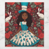 Zwarte Alice in Wonderland Wijn Etiket (Enkel label)