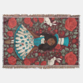 Zwarte Alice Wonderland Rozen Hoed Deken (Voorkant)