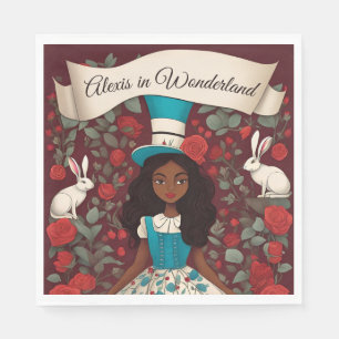 Zwarte Alice Wonderland Rozen Hoed Servet