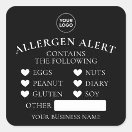 Zwarte Allergie Waarschuwing Bakkerij Cake Brood V Vierkante Sticker