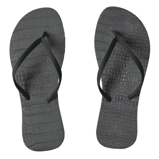 Zwarte Alligator Textuurprint Teenslippers (Voetbed)