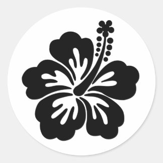 Zwarte aloha bloem ronde sticker