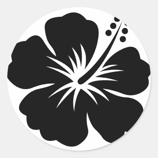 Zwarte aloha ronde sticker (Voorkant)