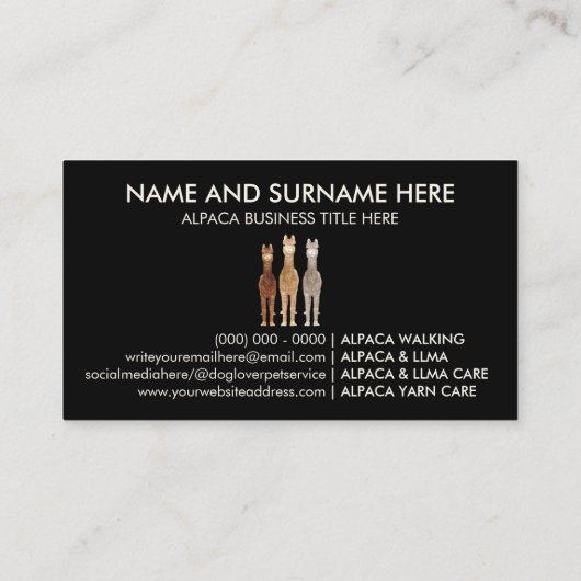 Zwarte Alpaca's Visitekaartje (Achterkant)