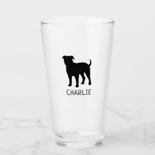 Zwarte Amerikaanse Bulldog Silhouet gepersonalisee Glas