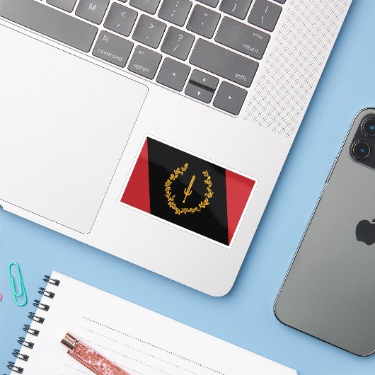 Zwarte Amerikaanse Erfgoedvlag Sticker (Laptop met iPhone)