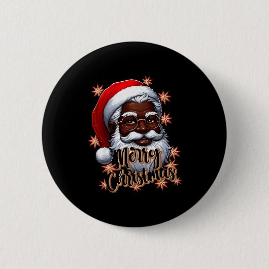 Zwarte Amerikaanse Kerstman Kerstpyjama Ronde Button 5,7 Cm (Voorkant)