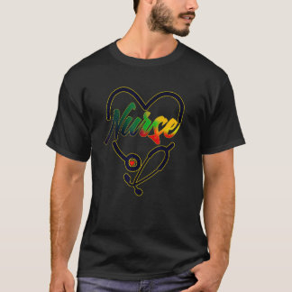 Zwarte Amerikaanse trots Verpleegster met stethos T-shirt