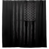 Zwarte Amerikaanse vlag Douchegordijn (Voorkant)
