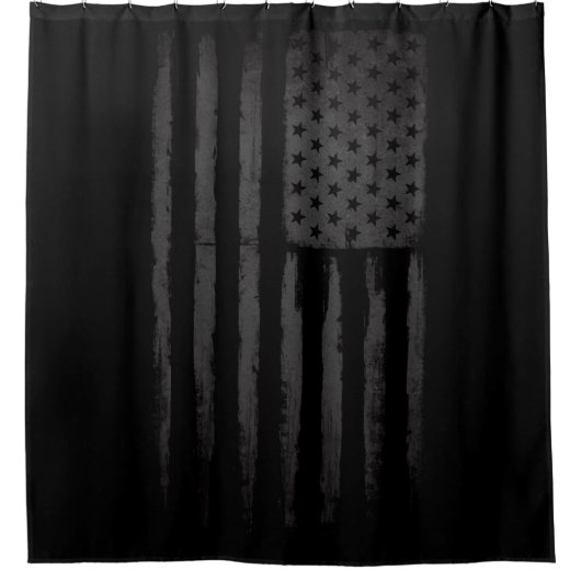 Zwarte Amerikaanse vlag Douchegordijn (Voorkant)