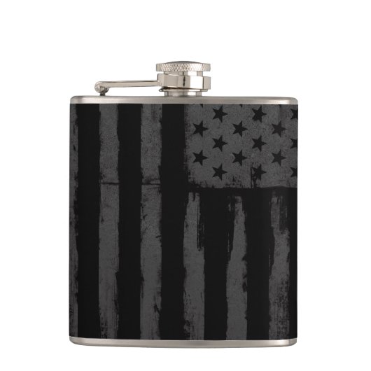 Zwarte Amerikaanse vlag Heupfles (Voorkant)