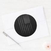 Zwarte Amerikaanse vlag Ronde Sticker (Envelop)