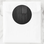 Zwarte Amerikaanse vlag Ronde Sticker (Tas)