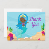 Zwarte Amerikaanse Zeemeermin Aangepaste Bedankt K Briefkaart (Voorkant / Achterkant)