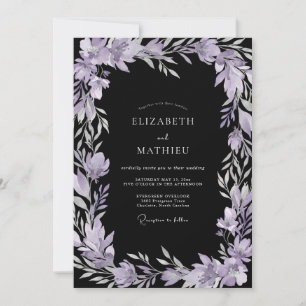 Zwarte Amethist Loof Eucalyptus Bruiloft Kaart