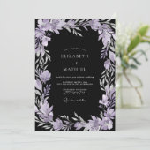 Zwarte Amethist Loof Eucalyptus Bruiloft Kaart (Staand voorkant)