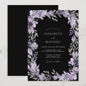 Zwarte Amethist Loof Eucalyptus Bruiloft Kaart (Voorkant / Achterkant)