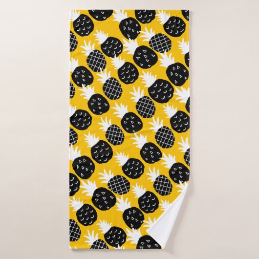 Zwarte anananas badhanddoek (Badhanddoek)