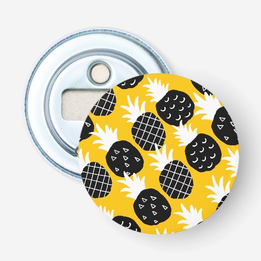 Zwarte anananas button flesopener (Voorkant)