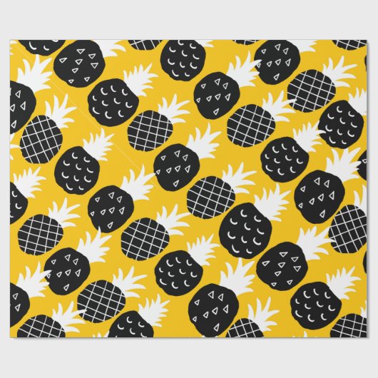 Zwarte anananas cadeaupapier (Vlak)