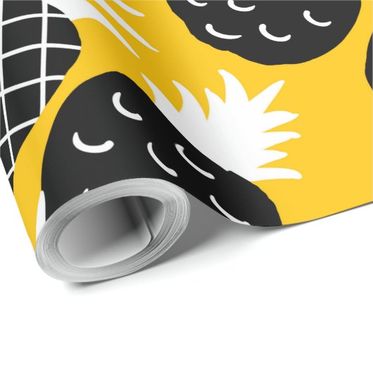 Zwarte anananas cadeaupapier (Rol Hoek)